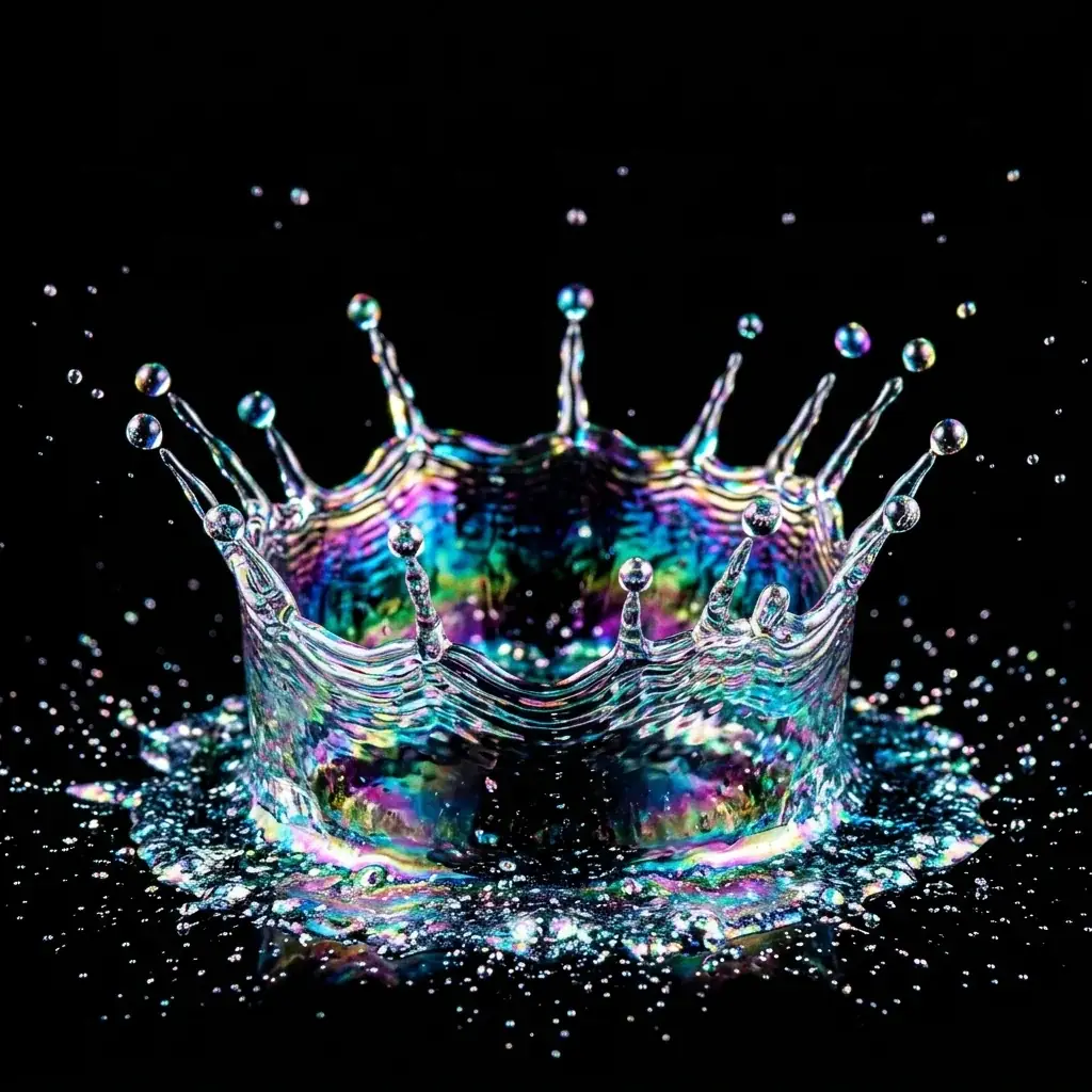 Iridescent splash macro